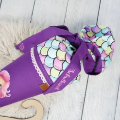 Schultüte Stoff Meerjungfrau Lila bunte Schuppen 70cm 85cm   *personalisierbar und mit Kisseninlet