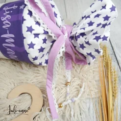 Schultüte Stoff mit Pegasus in Lila *personalisierbar und mit Kisseninlet