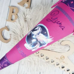 Schultüte Stoff Pegasus Lila Pink Step by Step Pegasus Night Nuala elb 70cm 85cm   *personalisierbar und mit Kisseninlet