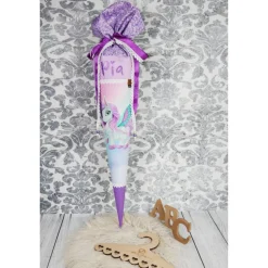 Schultüte Stoff Pegasus Lila *personalisierbar und mit Kisseninlet