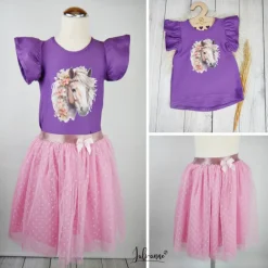 Schultüte Stoff Pferd Lila Rosa 70cm 85cm   *personalisierbar und mit Kisseninlet