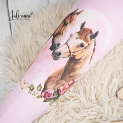 Schultüte Stoff PFERDE rosa Grau Mädchen  *personalisierbar und mit Kisseninlet