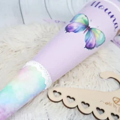 Schultüte Stoff Schmetterling Flieder Bunt 70cm 85cm   *personalisierbar und mit Kisseninlet