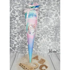 Schultüte Stoff TIE DYE Kätzchen Aquarell  *personalisierbar und mit Kisseninlet