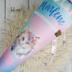 Schultüte Stoff TIE DYE Kätzchen Aquarell  *personalisierbar und mit Kisseninlet