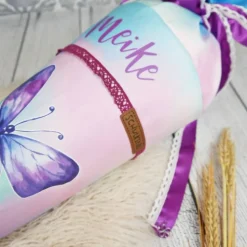 Schultüte Stoff TIE DYE Schmetterling Aquarell  *personalisierbar und mit Kisseninlet