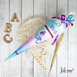 Schultüte Stoff TIE DYE Schmetterling Aquarell  *personalisierbar und mit Kisseninlet