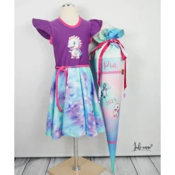 Schultüte Stoff Tye Die Dino Mädchen *personalisierbar und mit Kisseninlet