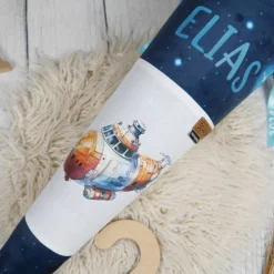 Schultüte Stoff Weltall Raumschiff *personalisierbar und mit Kisseninlet