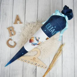 Schultüte Stoff Weltall Raumschiff *personalisierbar und mit Kisseninlet