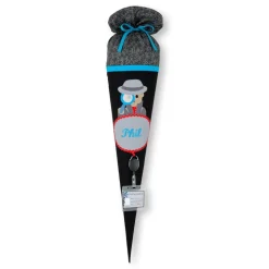 Schultüte, Stoffschultüte, Schultüte aus Stoff Motiv : Detektiv mit Detektivausweis