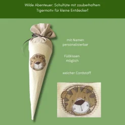 Schultüte Tiger mit Namen – Personalisierte Geschwistertüte & Kindergartentüte zur Einschulung