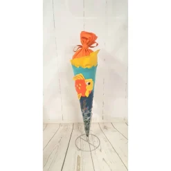 Schultüte Unterwasserwelt 70cm – handgefilzte Filzschultüte mit Goldfisch-Motiv