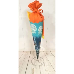 Schultüte Unterwasserwelt 70cm – handgefilzte Filzschultüte mit Goldfisch-Motiv