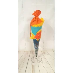 Schultüte Unterwasserwelt 70cm – handgefilzte Filzschultüte mit Goldfisch-Motiv