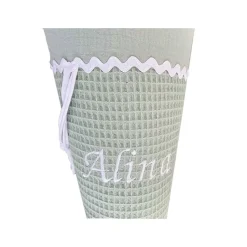 Schultüte "Waffelpique", Schultüte Stoff, Stoff-Schultüte, nostalgische Schultüte für Jungen und Mädchen