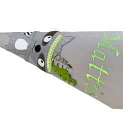 Schultüte Waschbär in grau, Schultüte Stoff mit Namen für Jungen & Mädchen