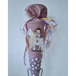 Schultüte Zuckertüte aus Leinen personalisierbar – kurzfristig lieferbar, 70 cm, Stickerei