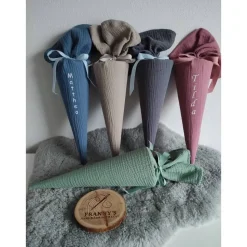 Schultüte Zuckertüte/ Geschwistertüte Musselin einfarbig 35cm oder 70cm