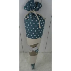 Schultüte, Zuckertüte, kleiner Drache auf Wunsch mit Namen und Einschulungstag bestickt  70 cm Länge