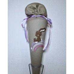 Schultüte Zuckertüte Leinen Hase Regenbogen personalisierbar - kurzfristig lieferbar