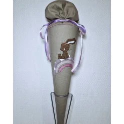 Schultüte Zuckertüte Leinen Hase Regenbogen personalisierbar - kurzfristig lieferbar