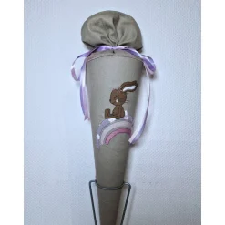 Schultüte Zuckertüte Leinen Hase Regenbogen personalisierbar - kurzfristig lieferbar