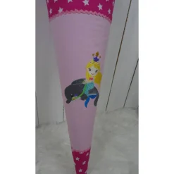 Schultüte, Zuckertüte, Meerjungfrau auf Delfin auf Wunsch mit Namen und Einschulungstag bestickt  70 cm Länge