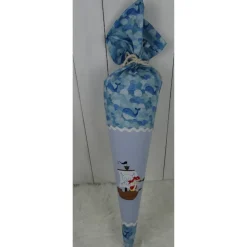 Schultüte, Zuckertüte, Piratenschiff auf Wunsch mit Namen und Einschulungstag bestickt  70 cm Länge