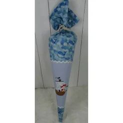 Schultüte, Zuckertüte, Piratenschiff auf Wunsch mit Namen und Einschulungstag bestickt  70 cm Länge