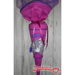 Schultüte, Zuckertüte, Schulstart, Pferd, Pferdekopf, Blumen,genäht, mit Namen, personalisierbar, Einschulung, Kinder