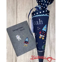 Schultüte, Zuckertüte, Schulstart, Weltraum, Rakete, Astronaut ,genäht, mit Namen, personalisierbar, Einschulung, Kinder