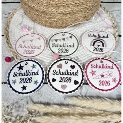 Schultüten Anhänger 2026 Schulkind Kunstleder Schultütenanhänger Regenbogen Sterne Herzen Schultüte Schulanfang