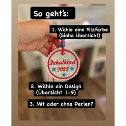 Schultüten Anhänger personalisiert zur Einschulung zum Befestigen an der Schultüte Schulranzen Tornister 2025