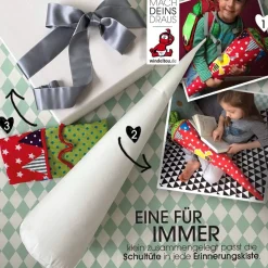 Schultüten-Bastelset  | Papprohling + Inlettkissen für Schultüte, Schultütenkissen, Zuckertüte