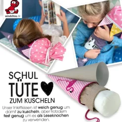 Schultüten-Bastelset  | Papprohling + Inlettkissen für Schultüte, Schultütenkissen, Zuckertüte