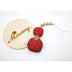 Schutzengel / Glücksbringer rot beige mit Namen personalisiert / Schutzengel Taufe / Engel aus Stoff / Geschenk