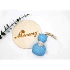 Schutzengel / Glücksbringer hellblau mit Namen personalisiert / Schutzengel Taufe / Engel aus Stoff / Geschenk Geburt