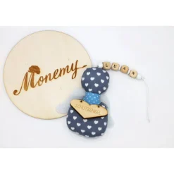 Schutzengel / Glücksbringer grau Herz mit Namen