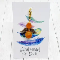 Schutzengel Anhänger goldfarben orange – Glücksbringer & Geschenkidee