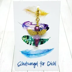 Schutzengel Ballerina Anhänger goldfarben lila – Glücksbringer & Geschenk