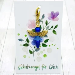 Schutzengel Ballerina goldfarben dunkelblau – Glücksbringer Anhänger mit Schmuckkärtchen