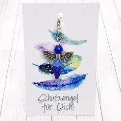 Schutzengel Ballerina silberfarben dunkelblau – Glücksbringer Anhänger Geschenk