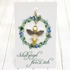 Schutzengel Ballerina silberfarben / creme – Glücksbringer Anhänger mit Schmuckkärtchen