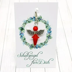 Schutzengel Ballerina silberfarben/rot – Glücksbringer & Geschenk mit Kärtchen