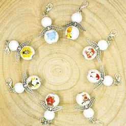 Schutzengel Elefant – Glücksbringer Anhänger aus Holzperlen, großes Geschenk zur Geburt