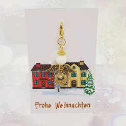 Schutzengel Glasperlen gold Sterne – Geschenk mit Sternchen & Karabiner