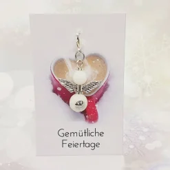 Schutzengel Glasperlen Silber Eiskristall – Handgefertigter Glücksbringer mit Karabiner