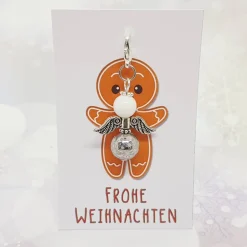 Schutzengel Glasperlen silber Sternchen – Handgefertigter Engel mit Schmuckkarte