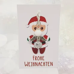 Schutzengel Glasperlen silber Schneeflocke – Geschenk mit Karabiner & Schmuckkarte